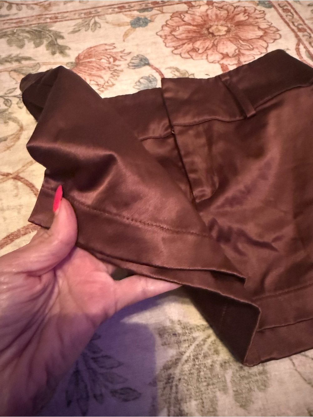 Classic Brown silk Look Mini Skirt - Picture 4 of 4